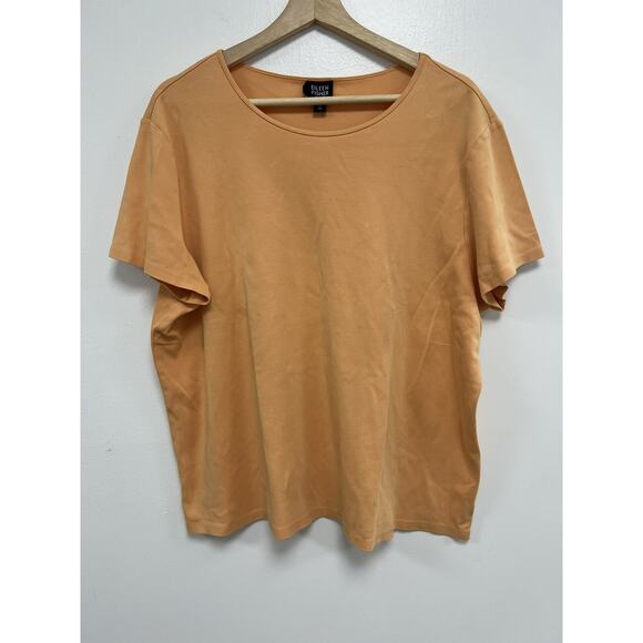 Eileen Fisher Women Cotton Slub V Neck Tee Top Orange tshirt Size 1X A001921 - Picture 2 of 7